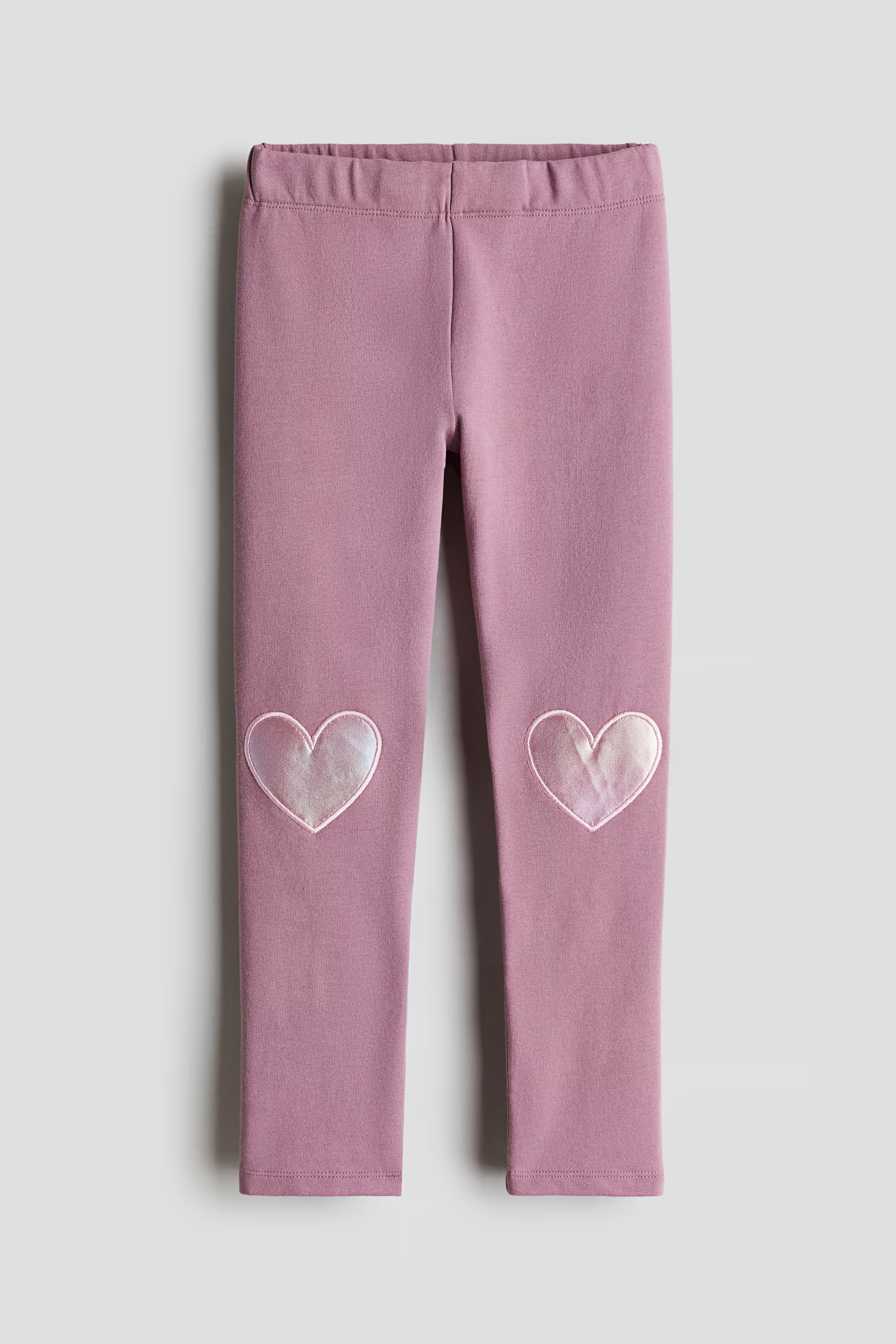 Leggings - Regular waist - Long - Dusty purple/hearts - Kids | H&M US | H&M (US + CA)