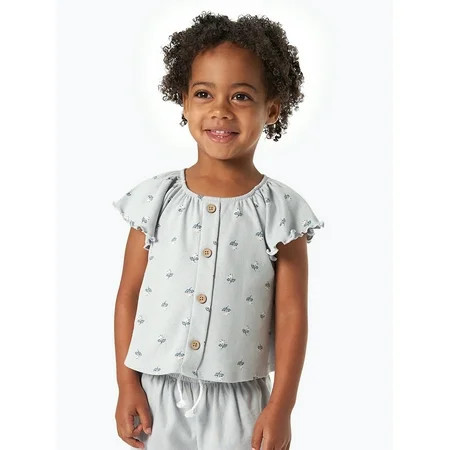 Modern Moments by Gerber Toddler Girl Organic Ruffled Short Sleeve Top, Sizes 12M-5T | Walmart (US)
