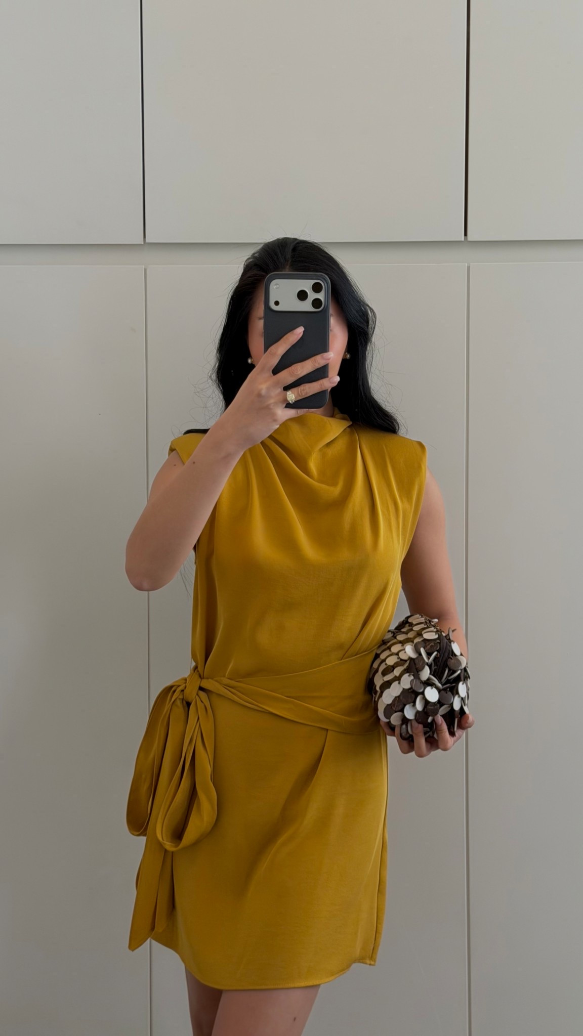Mustard dress with subtle shoulder pads 

#LTKootd #LTKWedding #LTKSeasonal