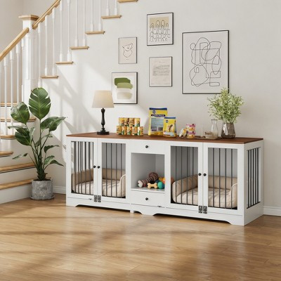 Dog Crate Furniture, Dog Kennel Indoor with 4 Doors and 2 Drawers, Multi-Functiona Dog Crate with Locks for Medium and Large Dogs for Living Room | Target
