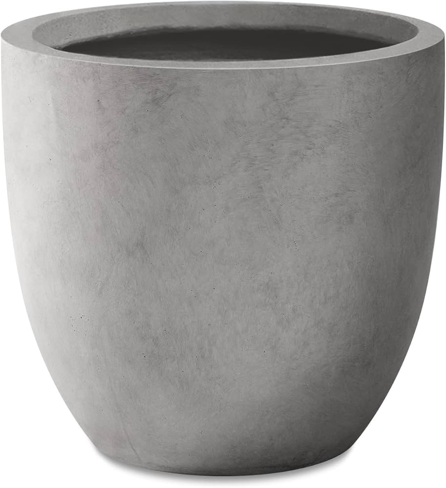 Kante 16.5" D Round Natural Concrete Modern Planters Outdoor Indoor Decorative Plant Pots with Dr... | Amazon (US)