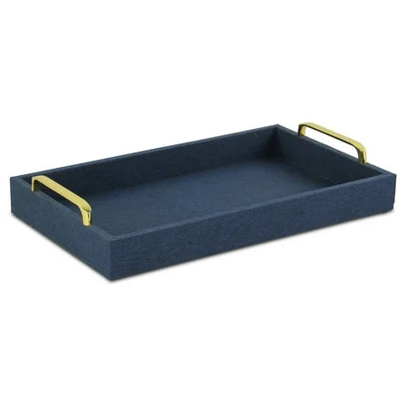 Cheungs Home Decorative Canter Isle Navy Blue Linen Tray | Walmart (US)
