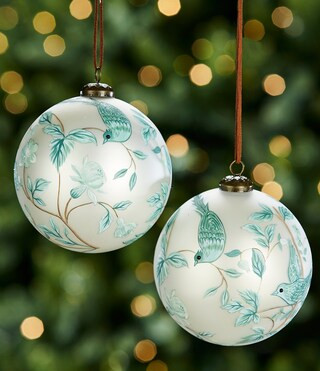 Twelve Days of Christmas Collection Painted Bird Glass Ball Ornament, Set of 2 | Dillard's
