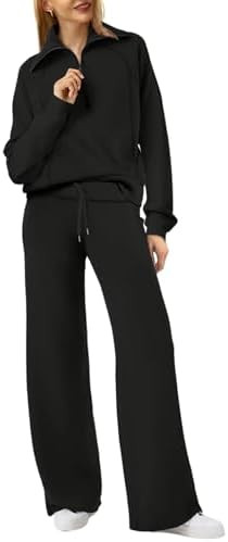 XIEERDUO Lounge Sets For Women 2025 Half Zip Sweatshirt And Wide Leg Sweatpant 2 Piece Outfits Sw... | Amazon (US)