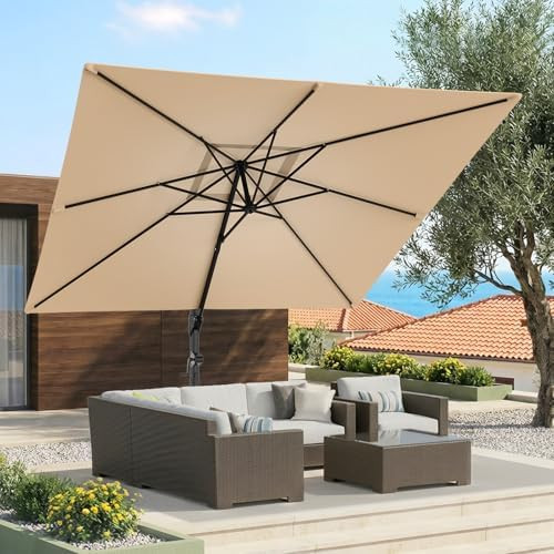 HOMSHADE 10x10 FT Cantilever Patio Umbrella Outdoor with Base- Large Offset Heavy-Duty Aluminum U... | Amazon (US)