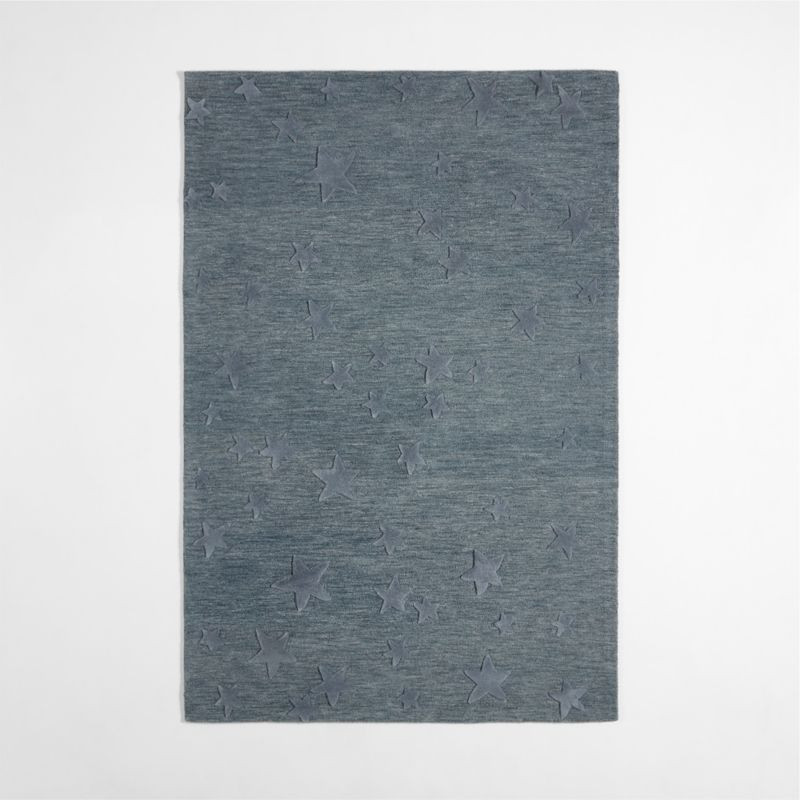 Modern Star Wool Slate Blue Kids Area Rug 5x8 | Crate & Kids | Crate & Barrel