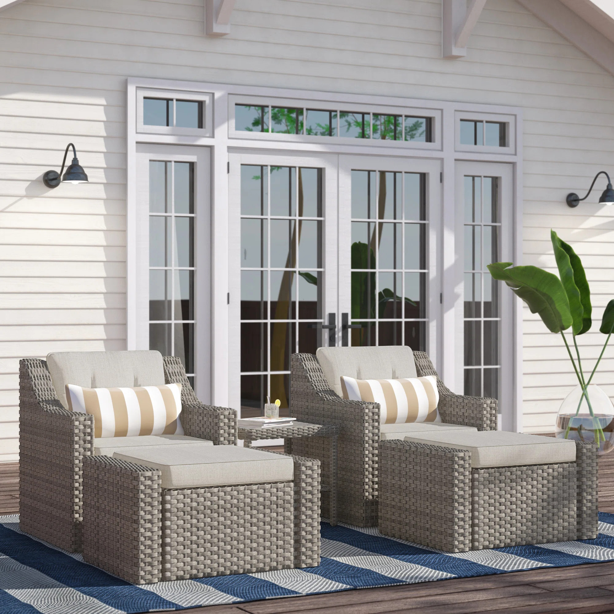 Finnley 2 Person Seating Patio Conversation Sets With Ottoman | Wayfair North America