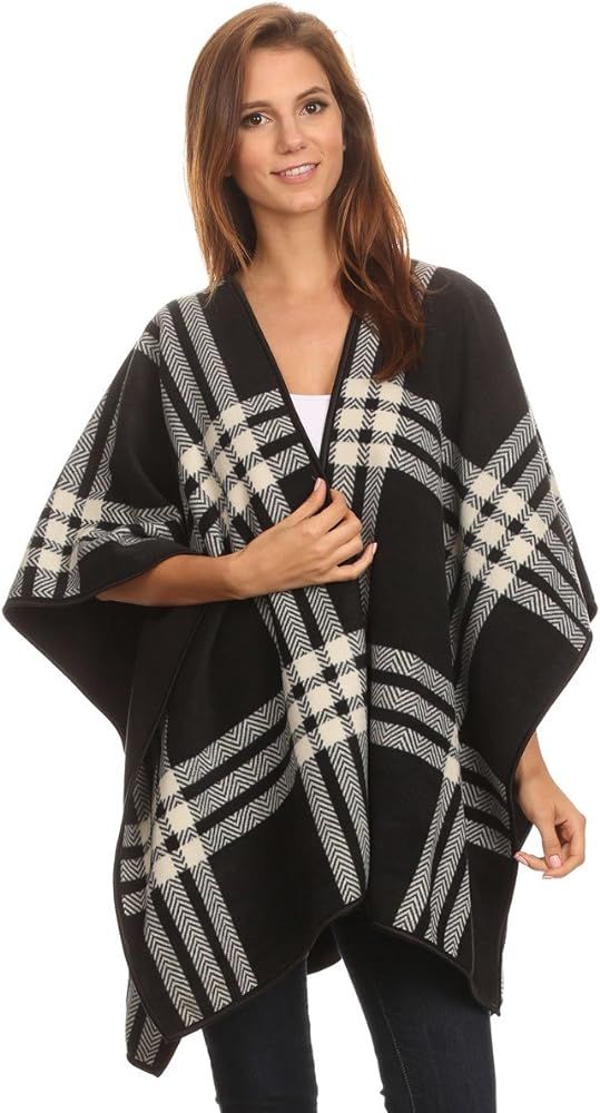 BSB LL Blanket Open Front Poncho Ruana Knit Cardigan Sweater Shawl Wrap Many Styles | Amazon (US)
