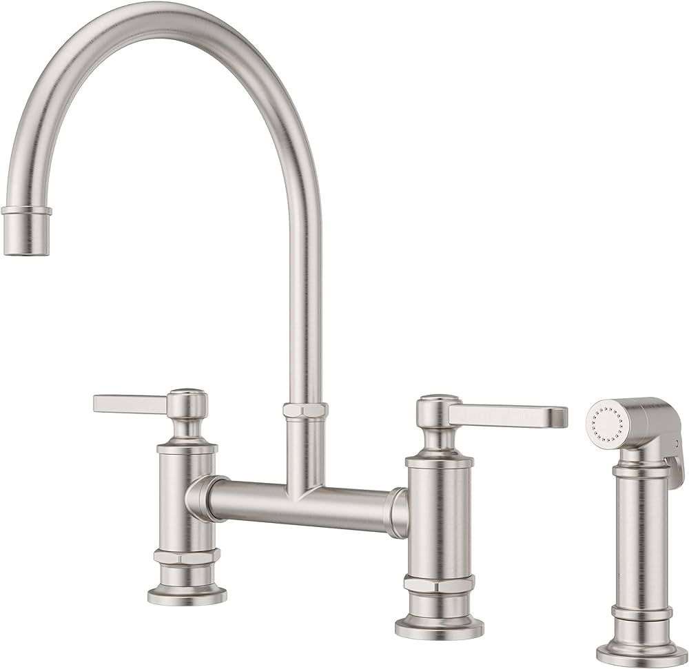 Pfister LG31-TDS Port Haven Kitchen Bridge Faucet with Side Sprayer, Stainless Steel | Amazon (US)