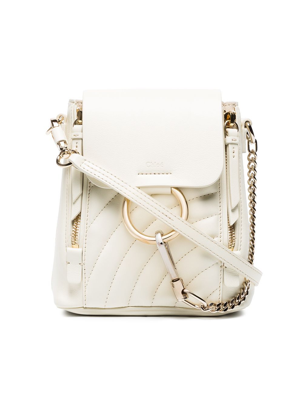 Chloé white mini Faye quilted backpack | FarFetch Global