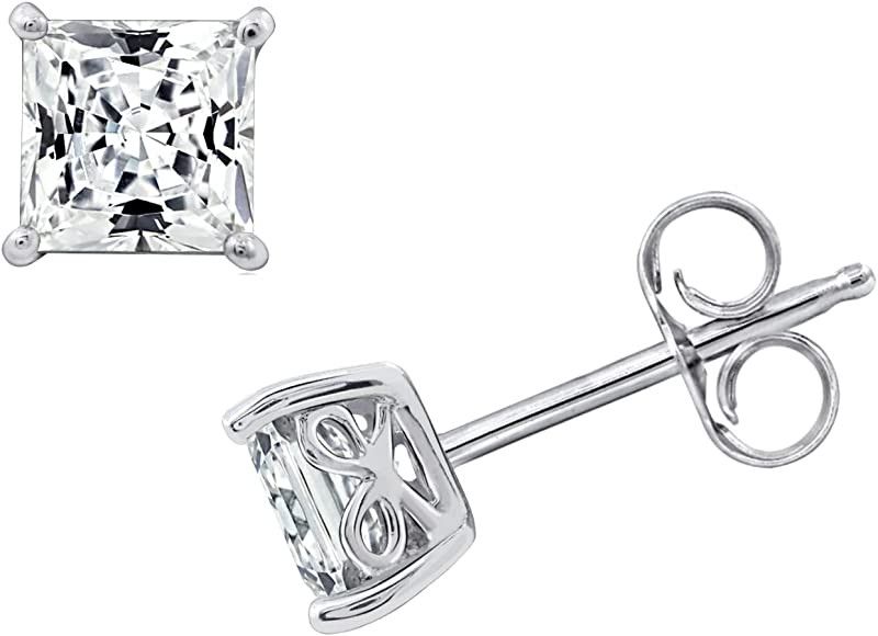 Amazon Collection Platinum or Gold-Plated Sterling Silver Infinite Elements Zirconia Princess-Cut... | Amazon (US)