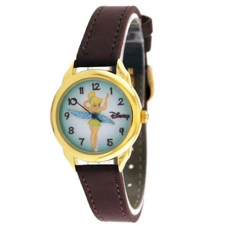 TNK453 Women s Tinker Bell Gold Tone Brown Leather Strap Watch | Walmart (US)