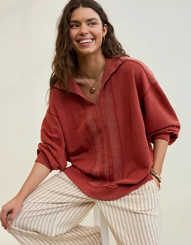 Aerie Starry Skies Open Neck Sweatshirt | Aerie