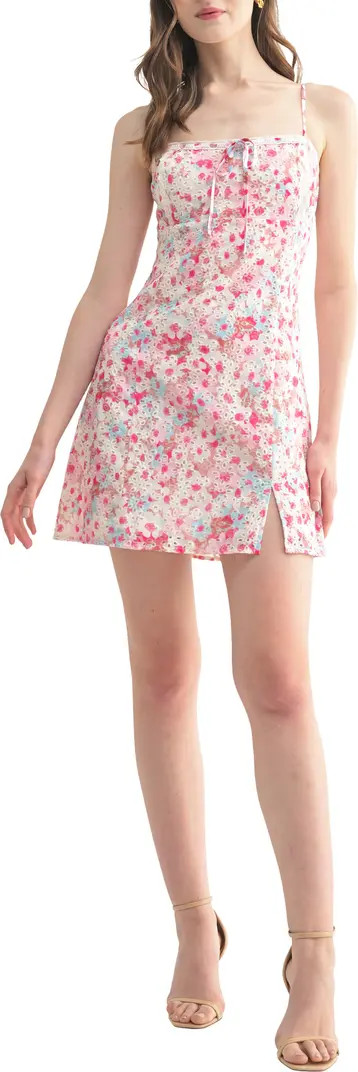 Floral Eyelet Cotton Blend Minidress | Nordstrom