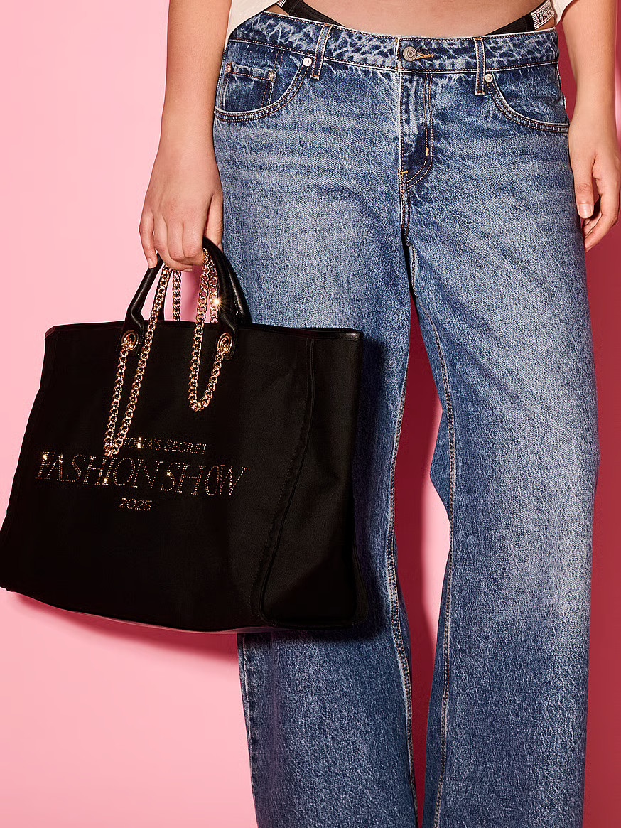 Buy Victoria's Secret Backstage Double Handle Tote, Black Gold Rhinestone - Order Bags online - V... | Victoria's Secret (US / CA )