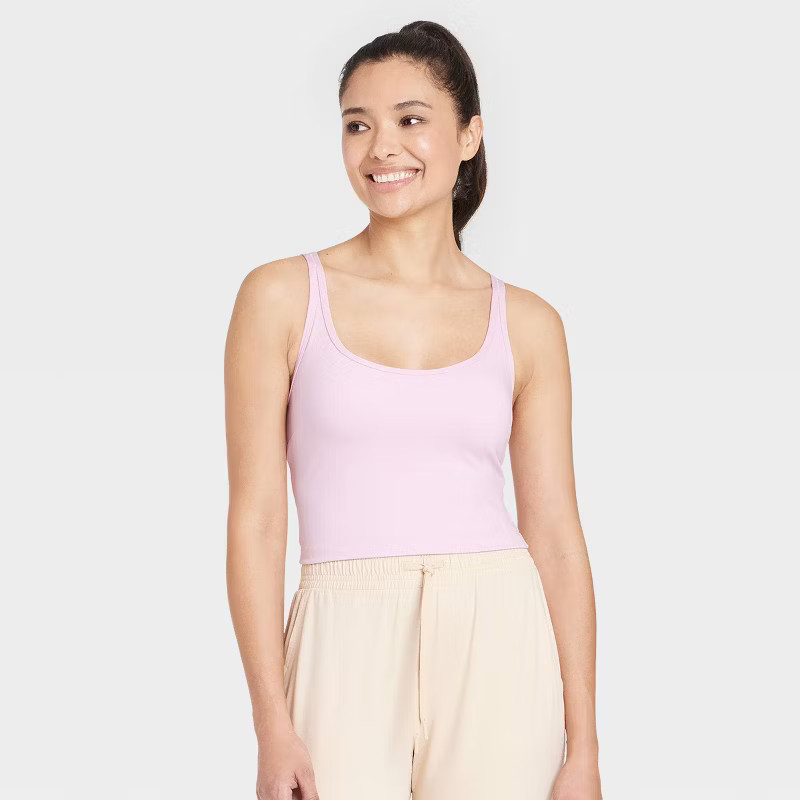 Women's Light Support Brushed Strappy Crop Sports Bra - All in Motion™ | Target