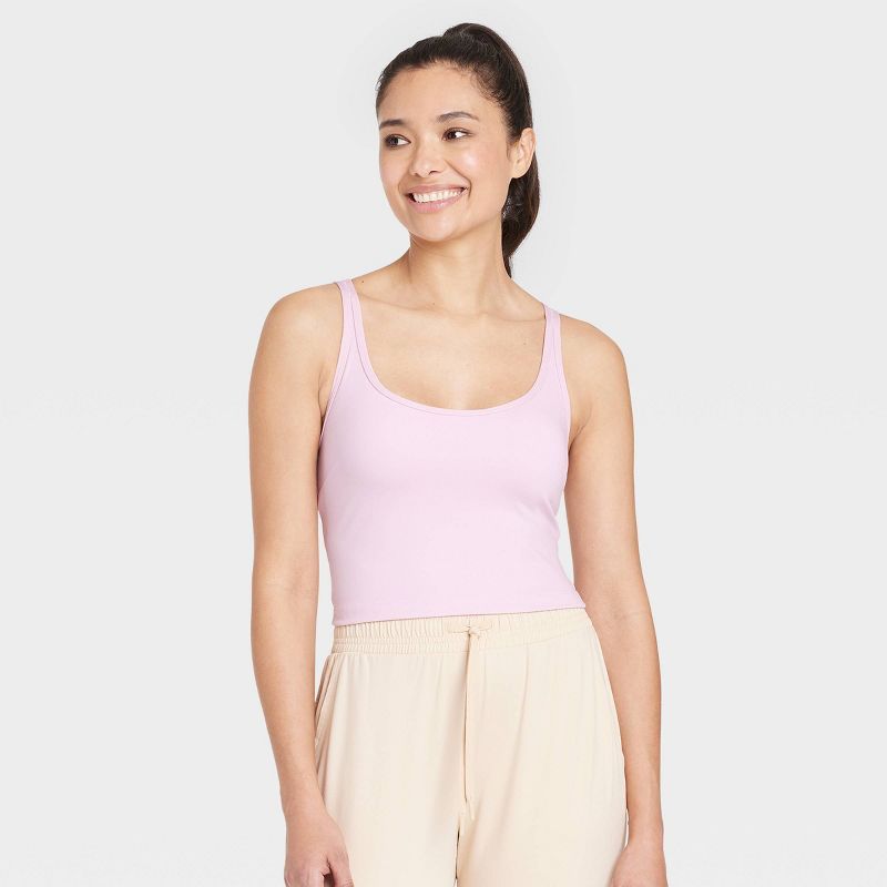 Women's Light Support Brushed Strappy Crop Sports Bra - All in Motion™ | Target