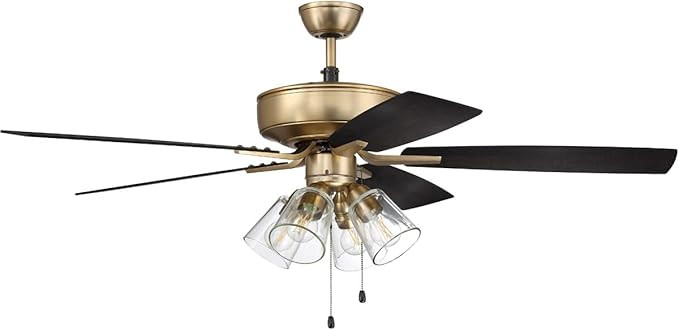Craftmade P104SB5-52BWNFB Pro Plus 52" Ceiling Fan with LED Lights & Pull Chain, 5 Reversible Bla... | Amazon (US)