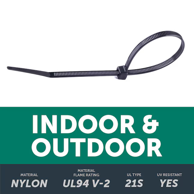 Utilitech 8-in Nylon Zip ties Black with UV Protection ( 100 -Pack) | Lowe's