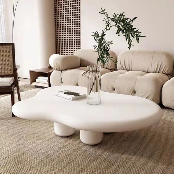 Bothnian Cloud Shape Cream Color Modern 4 Legged Coffee Table | Wayfair North America