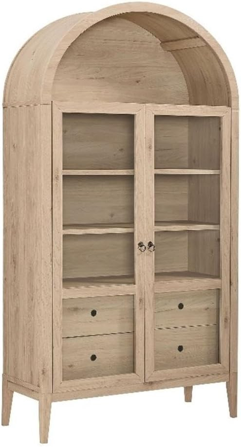 Modway Nolan Tall Arched Storage Display Cabinet in Light Oak - 74 Inch Arch Bookshelf with Glass... | Amazon (US)