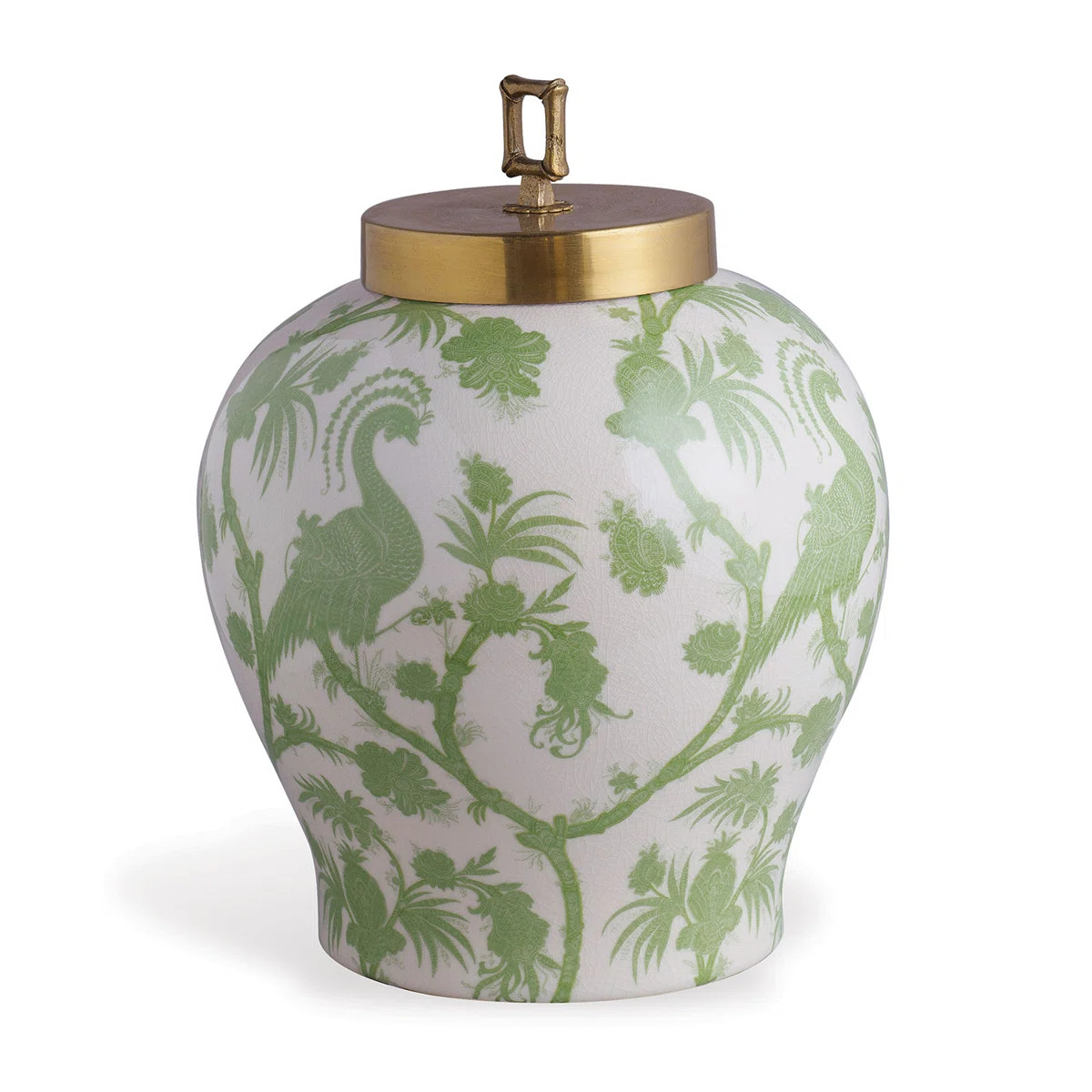 Scalamandre Maison Green/White 15" Porcelain Jar | Perigold