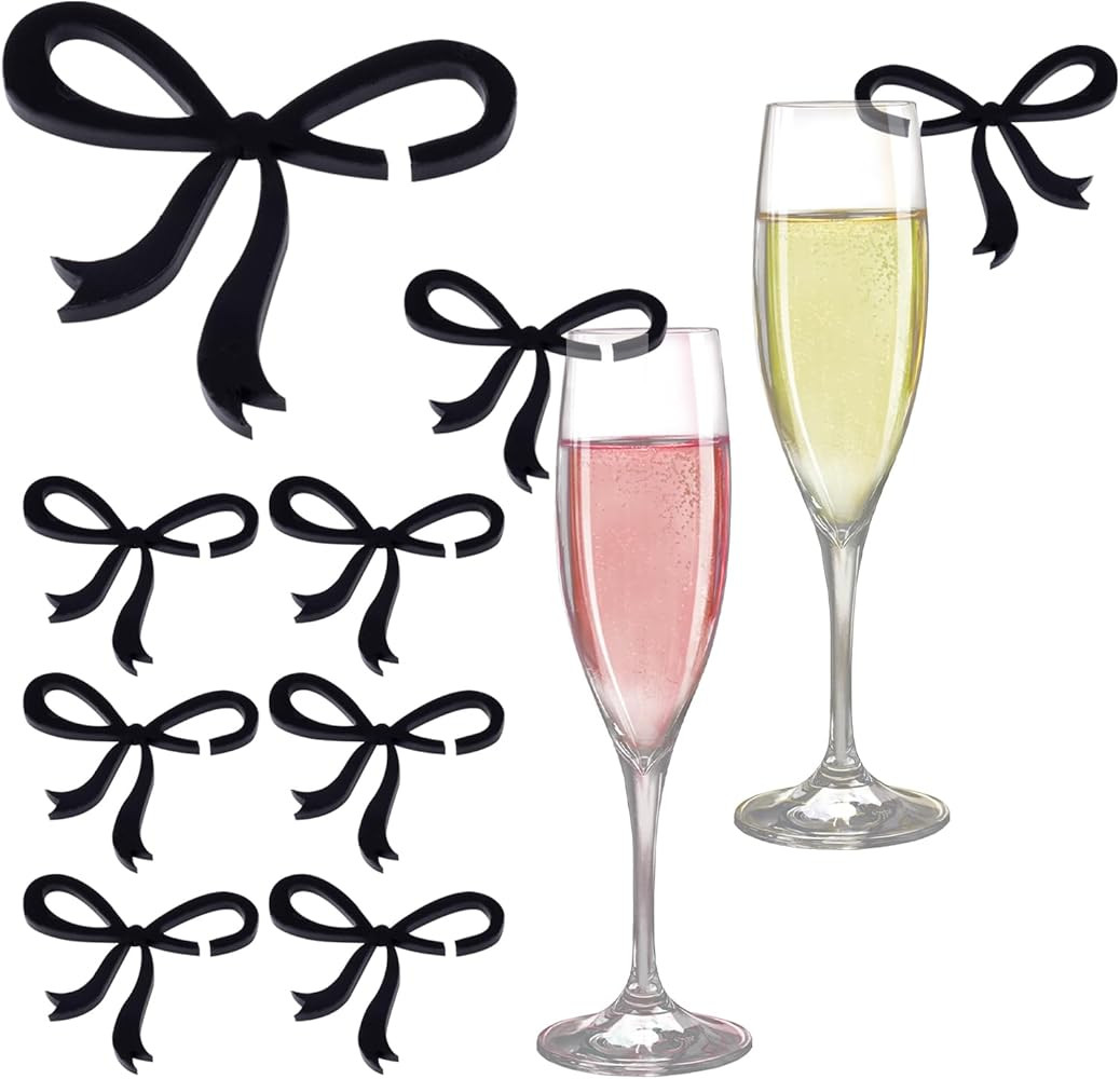 50 Pcs Bows Drink Tags, Coquette Bow Drink Markers Bow Wine Glass Charms Acrylic Bowknot Drink Ta... | Amazon (US)