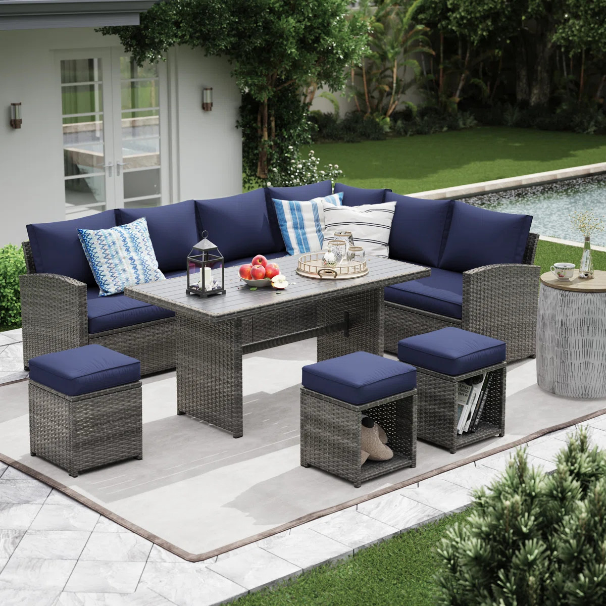 Atvars Wicker 8 - Person Outdoor Seating Group with Cushions | Wayfair North America