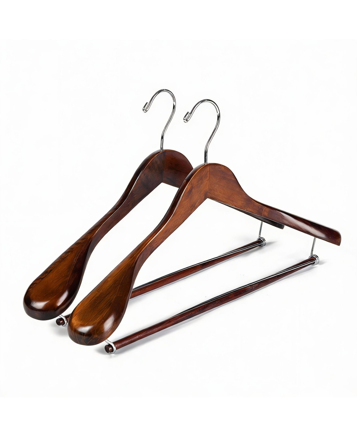 Yigii Luxury Wooden Suit Hangers with Locking Bar - Smooth Retro Finish | Macy's