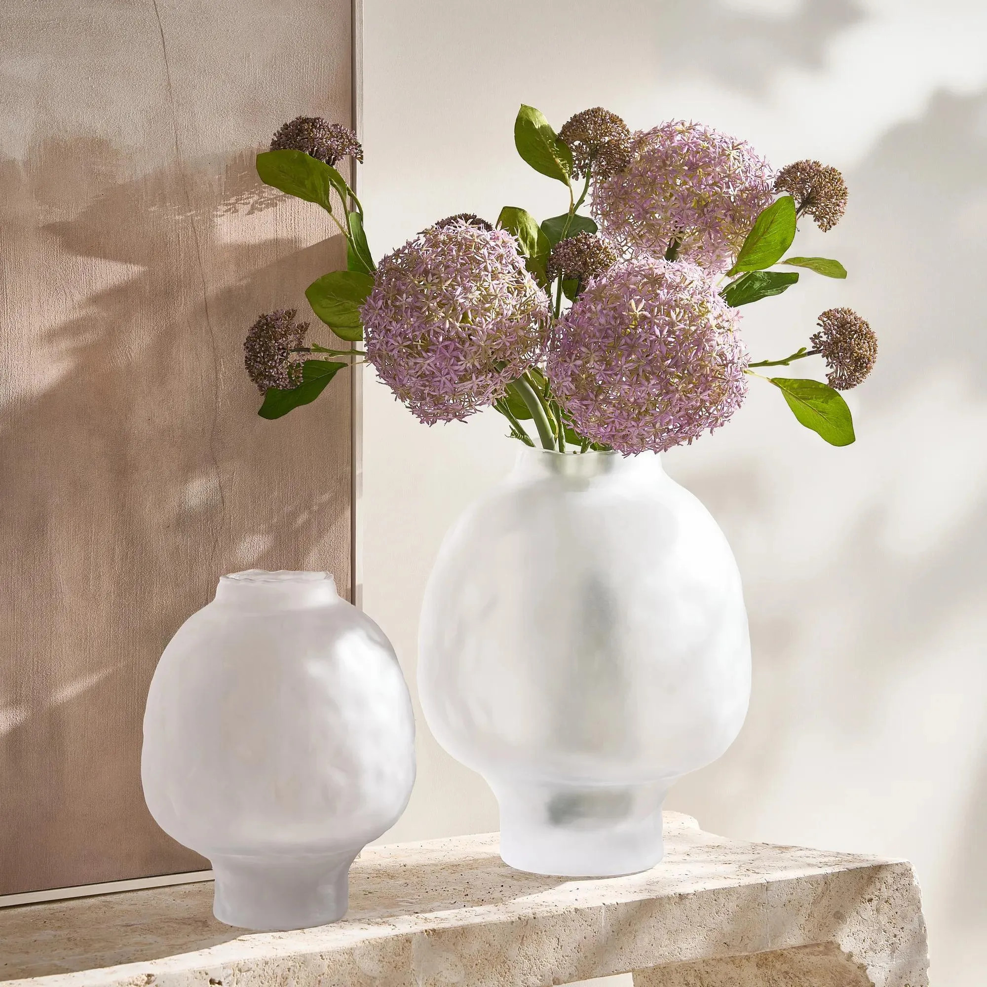 Frost Glass Vase | Frosted White | Décor | Z Gallerie | Large: 13"Diameter x 16.25"H | Hand Blown Glass | Z Gallerie