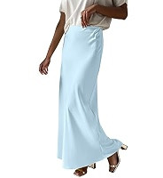 Prinbara Women's Satin Maxi Skirts Dressy Casual Zipped High Waisted Flowy Silk 2025 Fall Elegant... | Amazon (US)