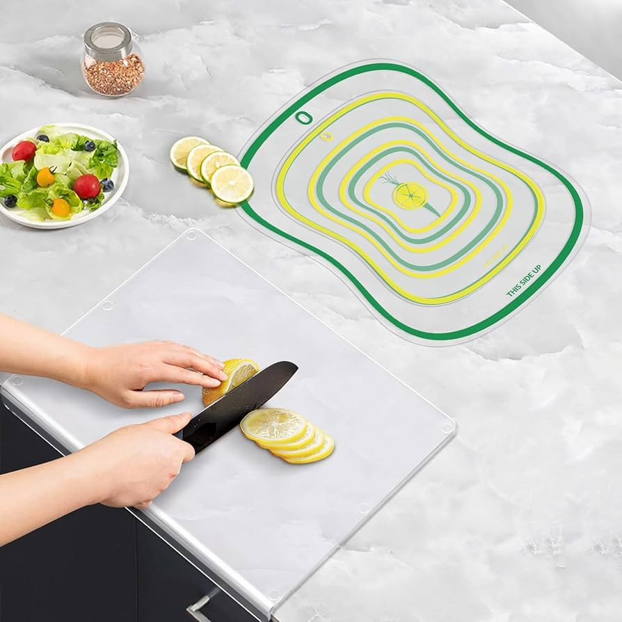Acrylic Cutting Board with Counter Lip, Large Non-Slip Clear Cutting Board for Countertop with Fr... | Amazon (US)