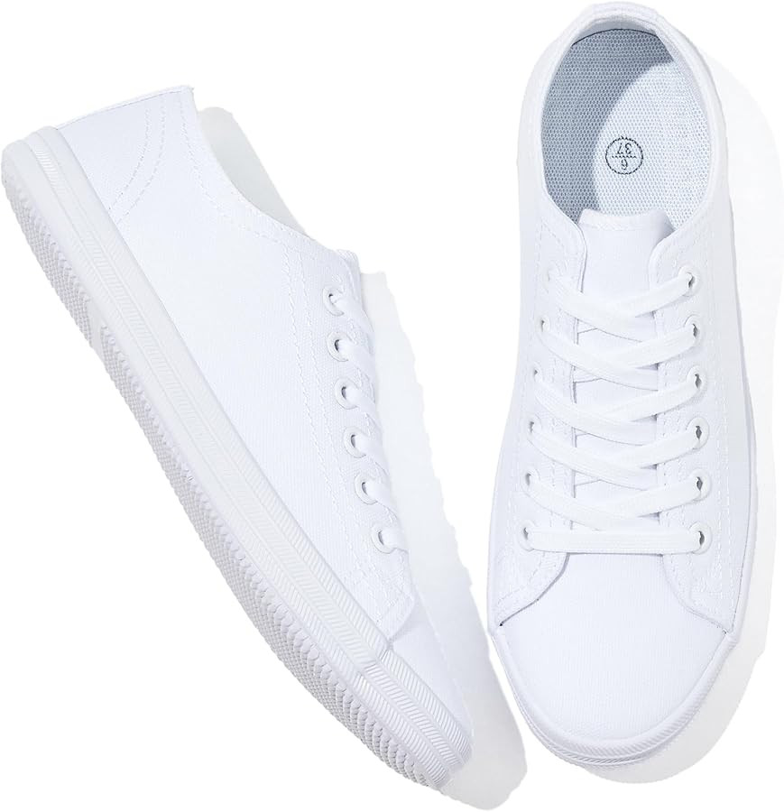 Adokoo Women's Canvas Tennis Shoes Low Top Casual White Black Sneakers for Women Lace Up Fashion ... | Amazon (US)