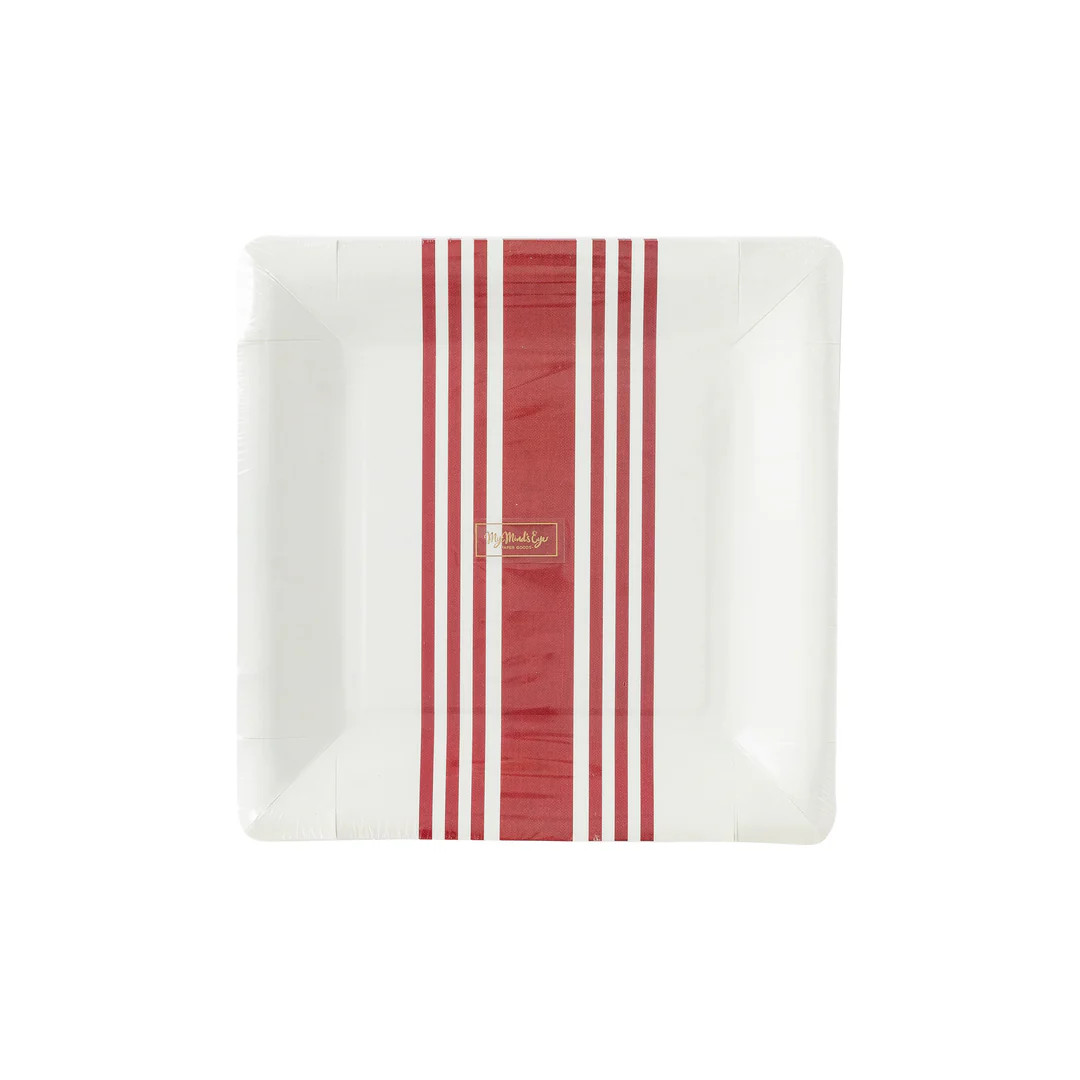 Hamptons Red Striped Square Plates | My Mind's Eye