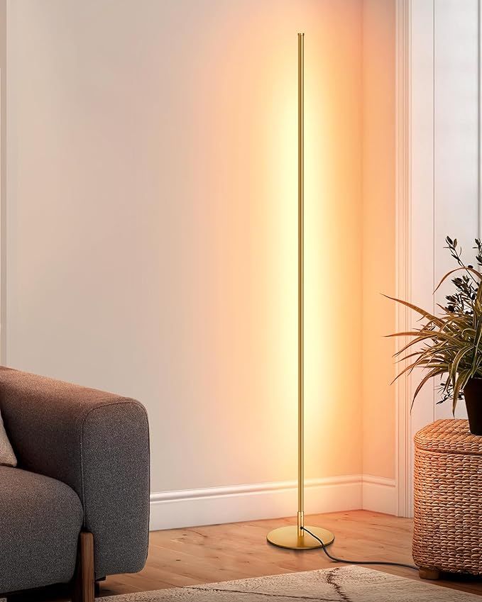 DEWENWILS LED Corner Floor Lamp, 57.5" Minimalist Dimmable Slim Light, Standing Tall Mood Lamp fo... | Amazon (US)