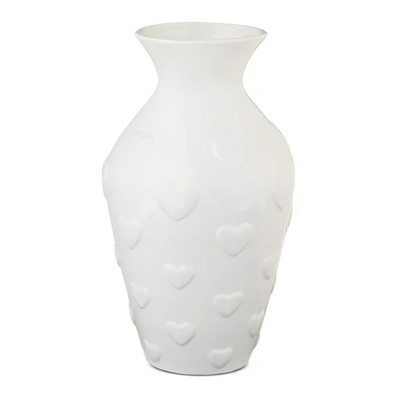Ceramic Valentine's Day Heart Vase, White, 12", by My Texas House | Walmart (US)