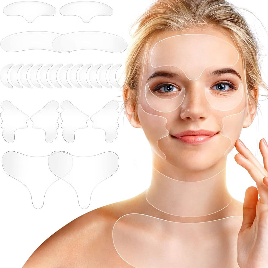 22 Pcs Reusable Face and Forehead Wrinkles Patches Overnight Silicone Chest Patches Neck Wrinkle ... | Amazon (US)