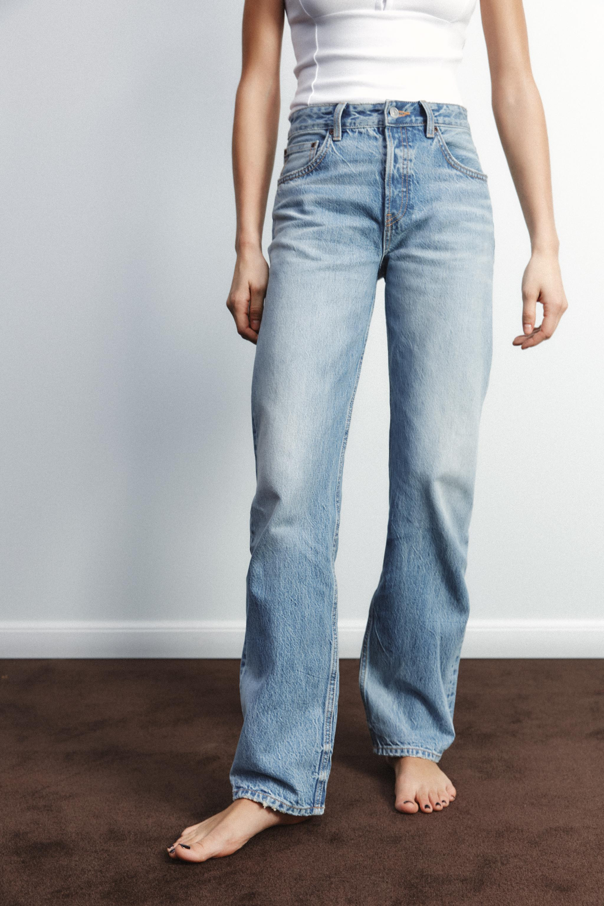 TRF STRAIGHT-LEG MID-RISE JEANS | Zara UK