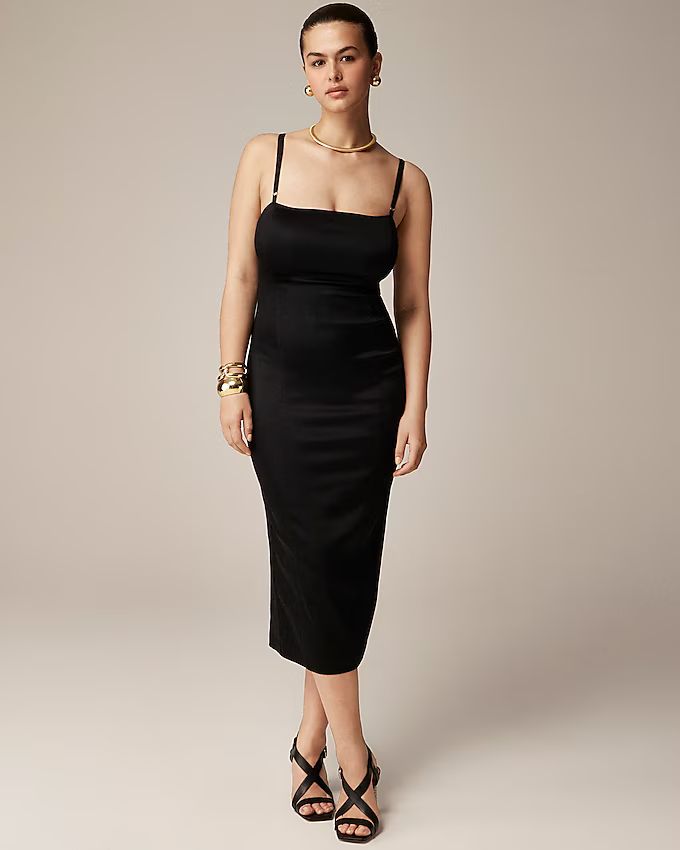 Collection fitted midi dress in stretch satin | J.Crew US
