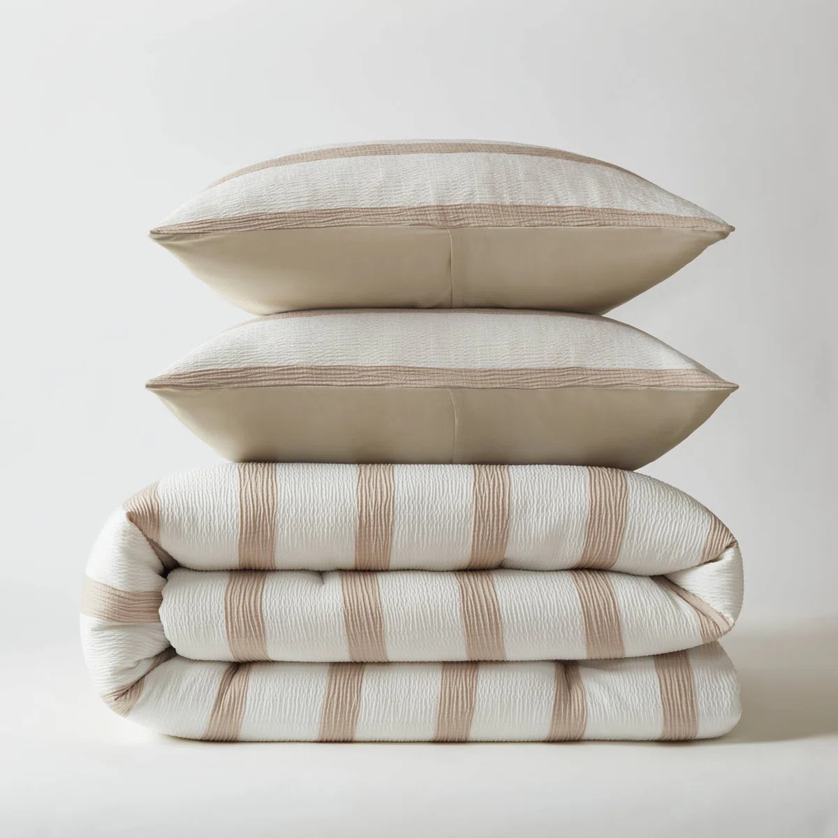 Premium 3-piece Yarn-dyed Bedding Set, Polyester Comforter With Modern Striped Design For All-sea... | Wayfair North America