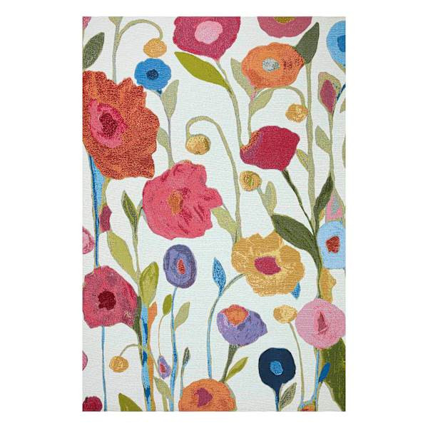 (E297) Mikayla Ivory Floral Indoor & Outdoor Area Rug, 5x8 | At Home