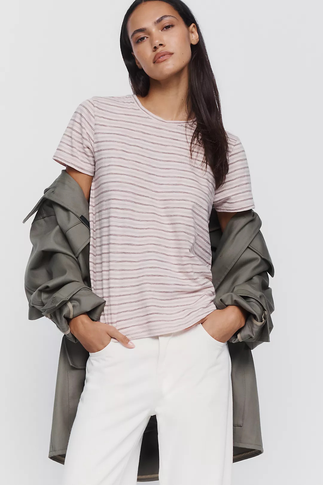 Pilcro Bennie 100% Cotton Slim Crew Neck Tee | Anthropologie (US)