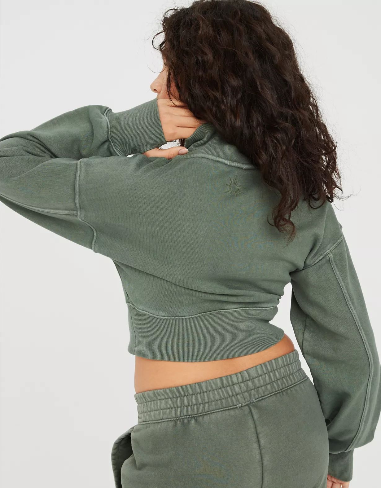 OFFLINE By Aerie Throw-Back Corset Cropped Quarter Zip | Aerie