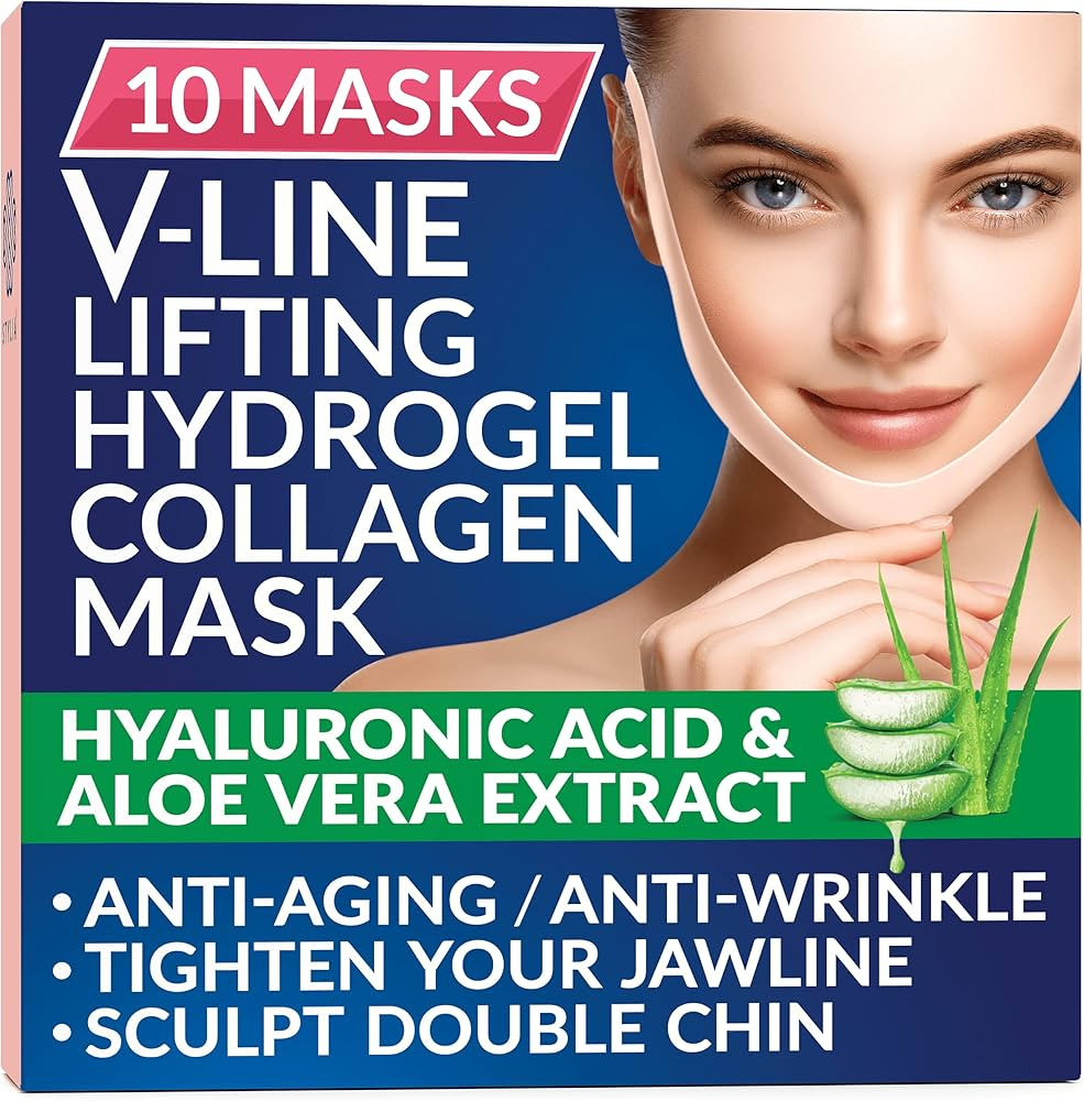 10 Piece Double Chin Reducer - V Line Shaping Face Masks - Toning Hydrogel Collagen Mask with Alo... | Amazon (US)