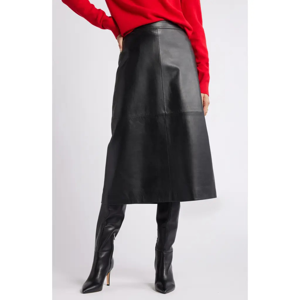 Nordstrom Leather A-Line Skirt in Black at Nordstrom, Size Xx-Small | Nordstrom