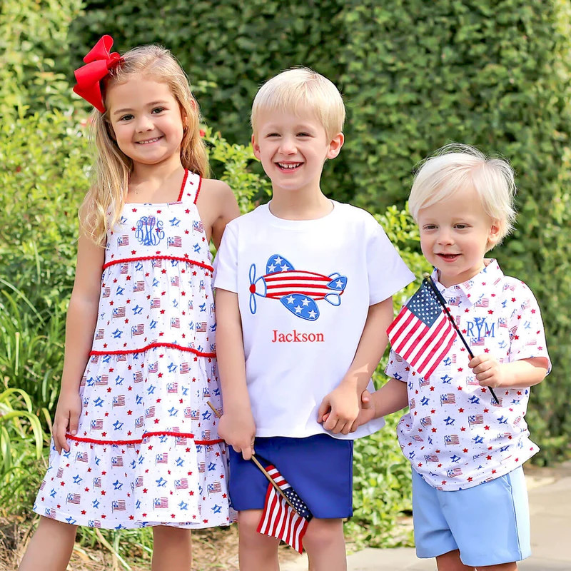 Boy's Flag Print Polo Shirt | Short Sleeve | Classic Whimsy