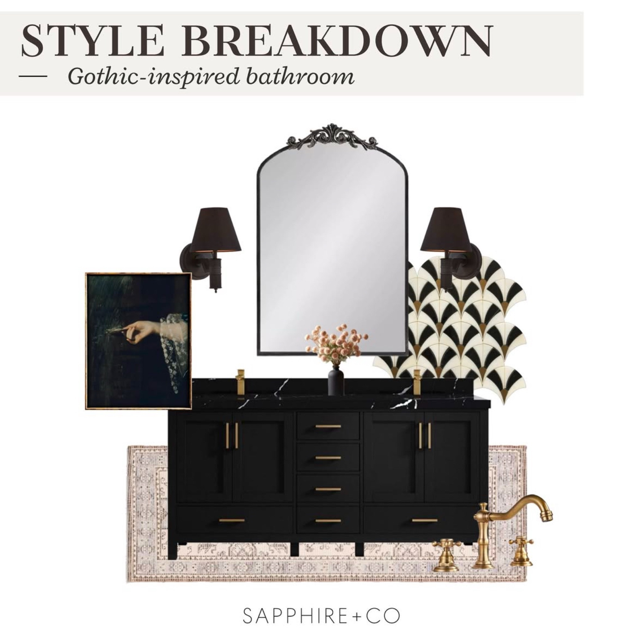 Loving this fun gothic-inspired bathroom moodboard! 🖤

Sapphire + Co | @sapphireandcodesign

#sapphireandcodesign #interiordesign #homedesign #designdetails #homedecor #interiorliving #homestyle #home #homedesigninspiration #interiorstyling #interiordetails

#LTKHome