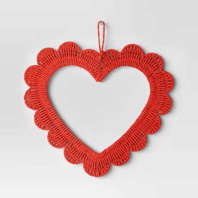 Artificial Woven Heart Wreath Red - Threshold™ | Target