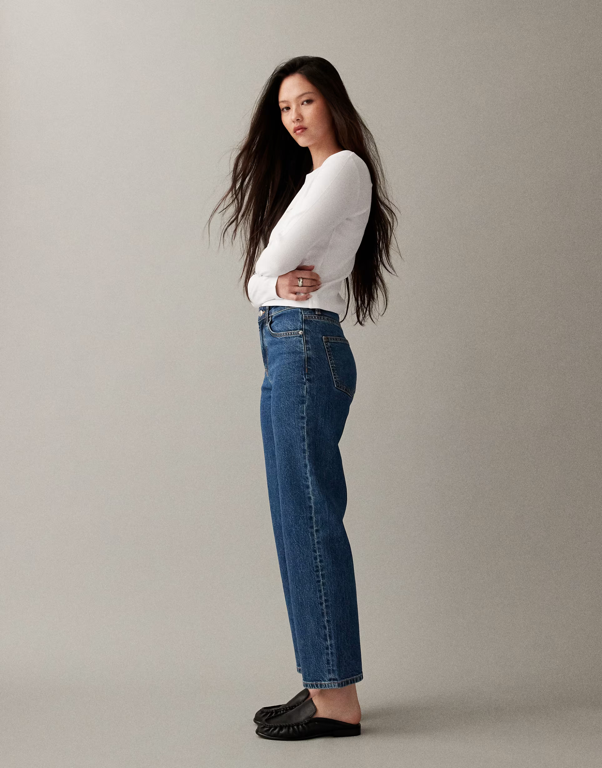 ASOS DESIGN ankle grazer comfort stretch straight leg jeans in clean dark mid | ASOS (Global)