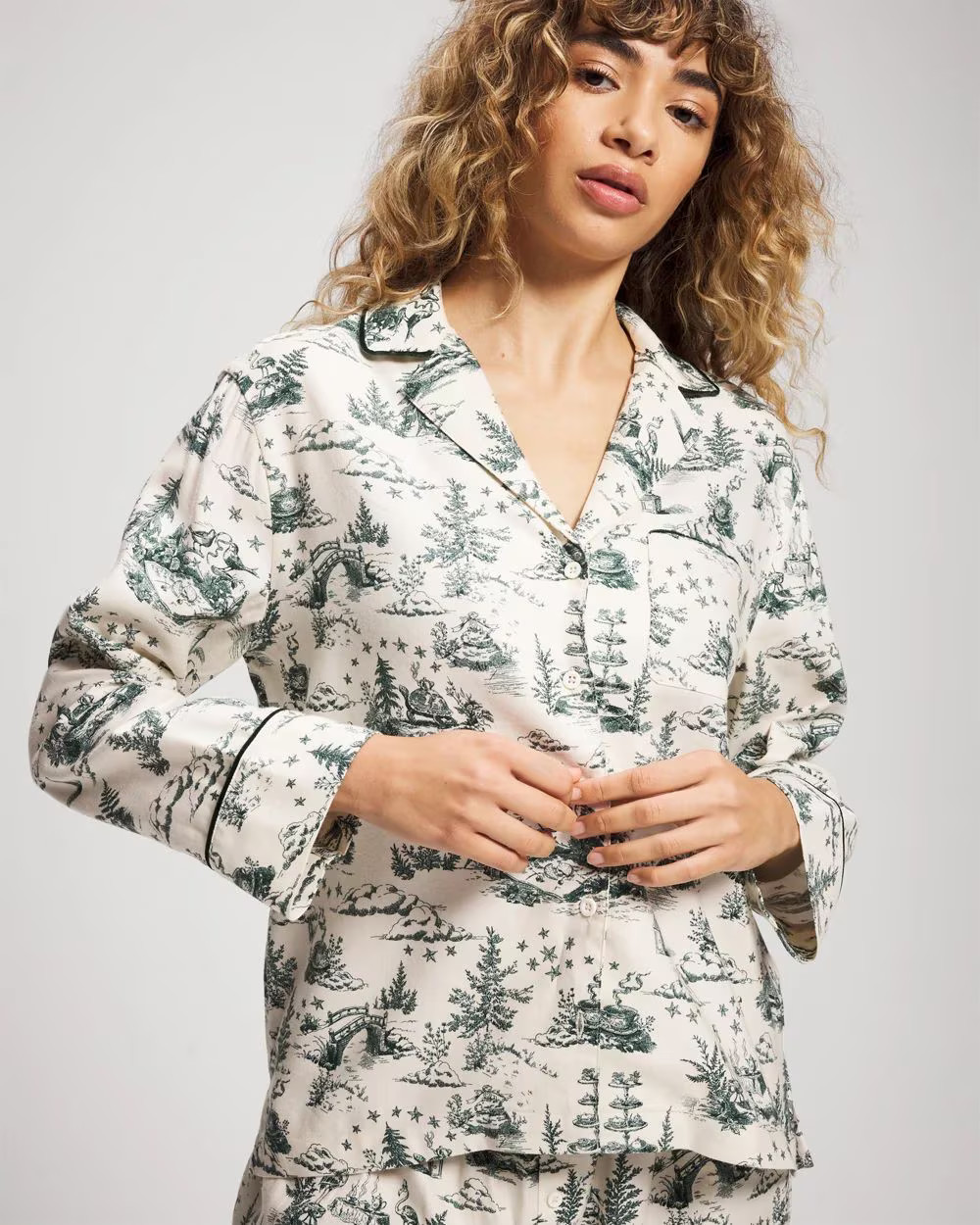 Long-Sleeve Notch Collar Pajama Top | Soma | SOMA